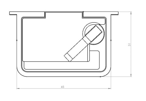 Cross section of carbon mast track showing construction with carbon fiber, POM plastic, aluminum, and stainless steel